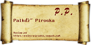 Palkó Piroska névjegykártya