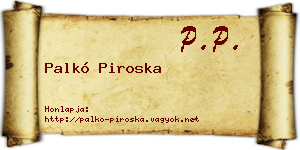 Palkó Piroska névjegykártya